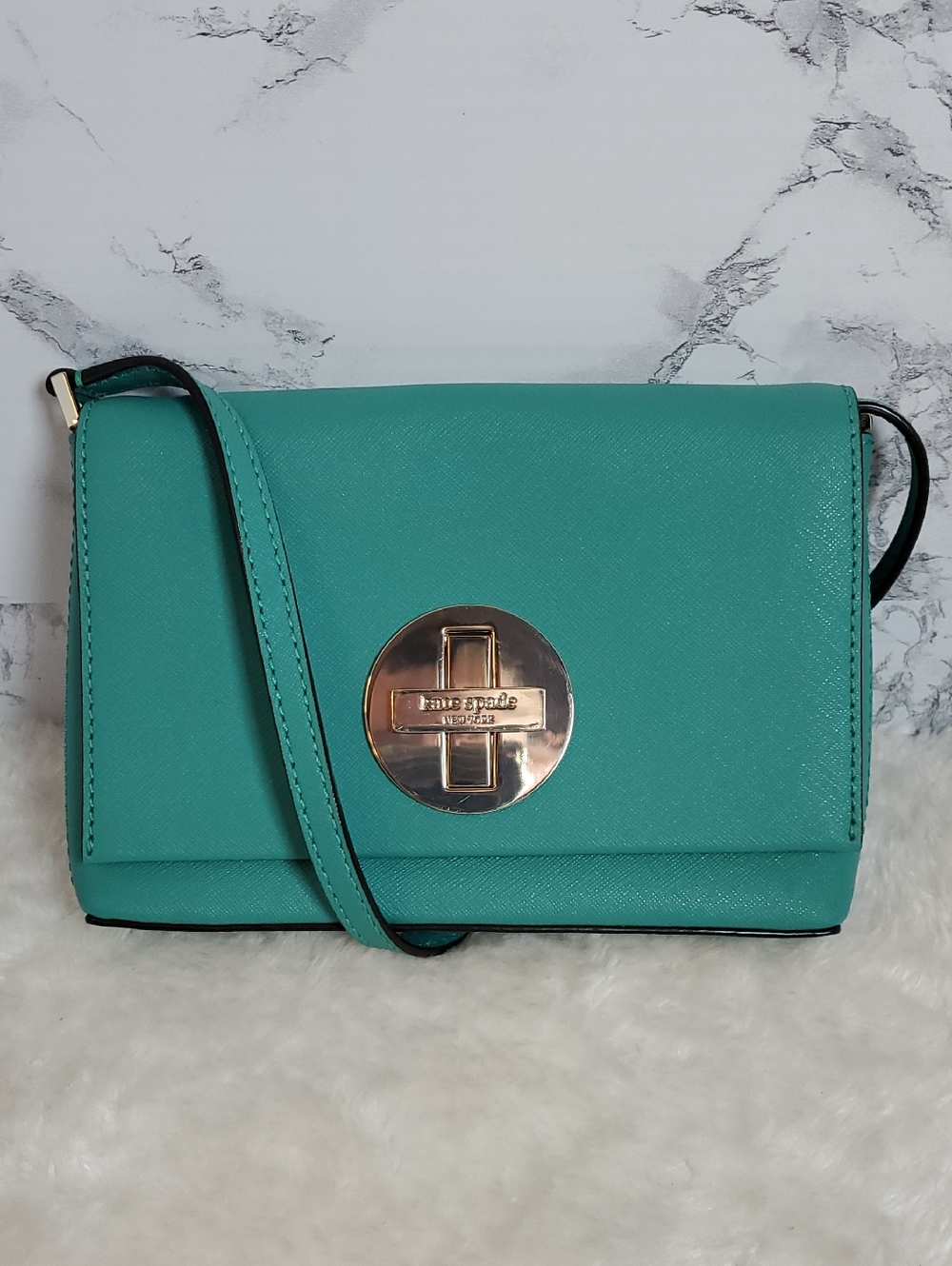 kate spade Turquoise Crossbody Bag with Gold Tone Turnlock